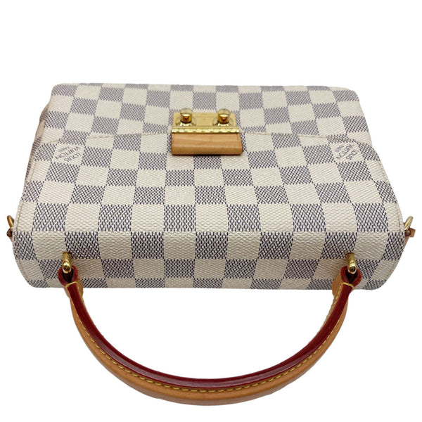LOUIS VUITTON Croisette Damier Azur Satchel Crossbody Bag Rose Ballerine