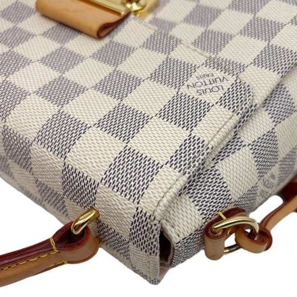 LOUIS VUITTON Croisette Damier Azur Satchel Crossbody Bag Rose Ballerine