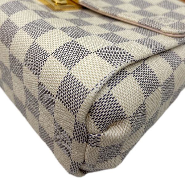 LOUIS VUITTON Croisette Damier Azur Satchel Crossbody Bag Rose Ballerine