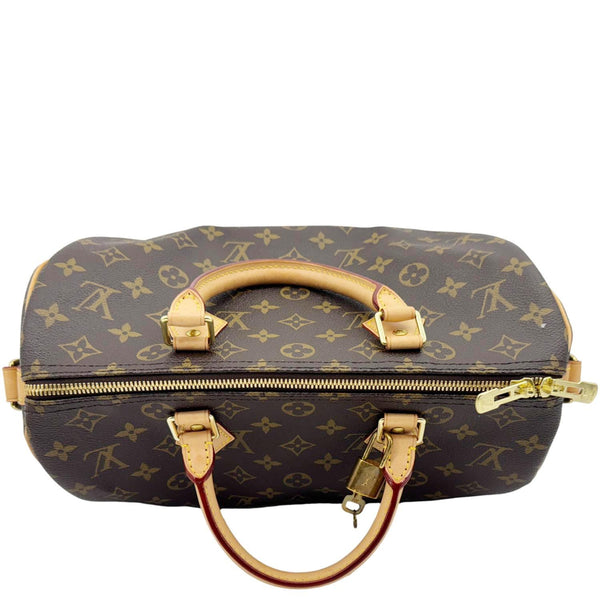 LOUIS VUITTON Speedy 30 Bandouliere Monogram Canvas Crossbody Bag Brown