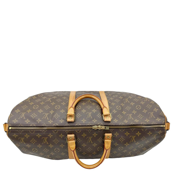 LOUIS VUITTON Keepall 55 Bandouliere Monogram Canvas Travel Bag Brown
