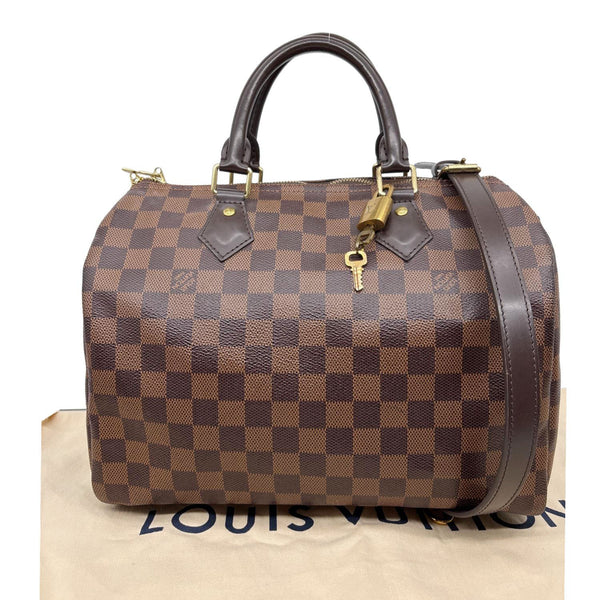 LOUIS VUITTON Speedy 30 Monogram Canvas Satchel Shoulder Bag Brown