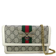 GUCCI Web Queen Margaret Mini GG Supreme Canvas Chain Wallet Beige 476079