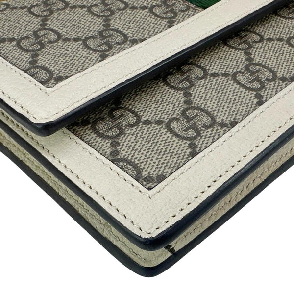 GUCCI Web Queen Margaret Mini GG Supreme Canvas Chain Wallet Beige 476079
