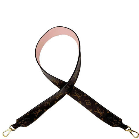 LOUIS VUITTON Bandouliere Monogram Canvas Shoulder Strap Rose Ballerine