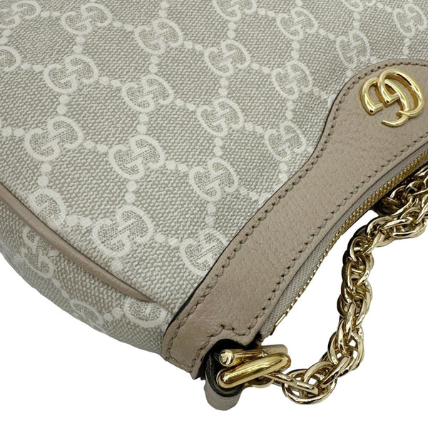 GUCCI Ophidia Web Small GG Supreme Canvas Shoulder Bag Beige 735132