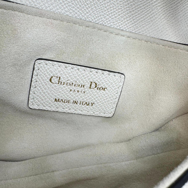 CHRISTIAN DIOR Saddle Leather Satchel Shoulder Bag Off White