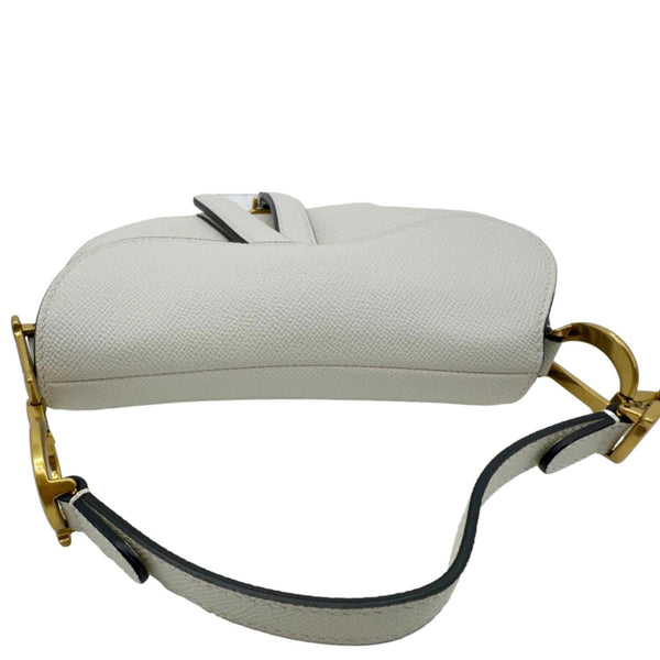 CHRISTIAN DIOR Saddle Leather Satchel Shoulder Bag Off White