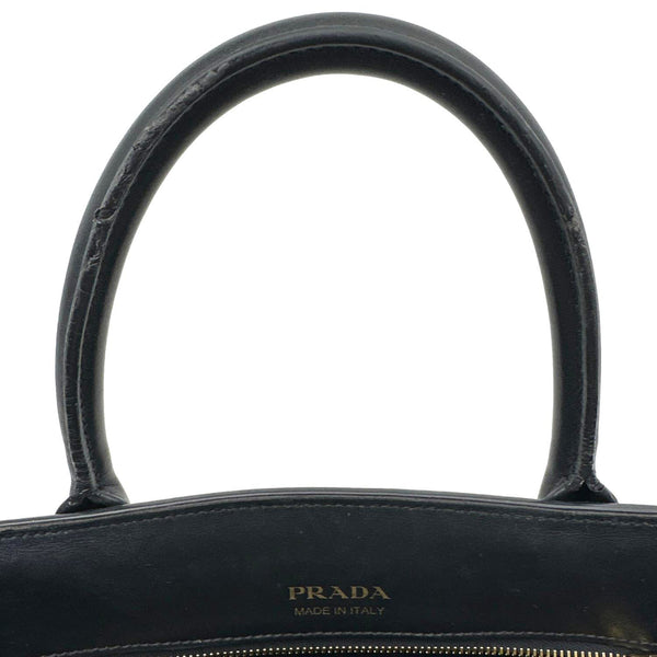 PRADA Bibliotheque Saffiano City Leather Double Handle Tote Bag Black