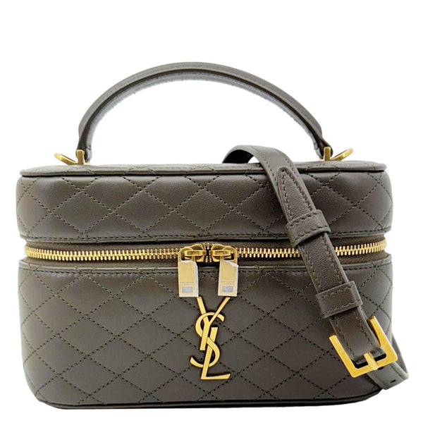 YVES SAINT LAURENT Gaby Vanity Quilted Leather Crossbody Bag Olive