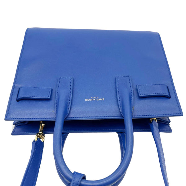 YVES SAINT LAURENT Sac de Jour Nano Calfskin Leather Satchel Bag Blue