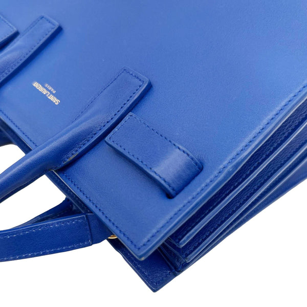 YVES SAINT LAURENT Sac de Jour Nano Calfskin Leather Satchel Bag Blue