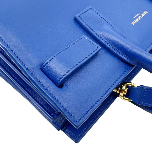 YVES SAINT LAURENT Sac de Jour Nano Calfskin Leather Satchel Bag Blue