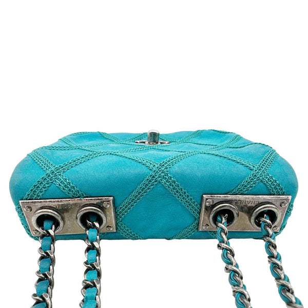 Chanel Diamond Stitch Flap Mini Quilted Leather Crossbody Bag Green
