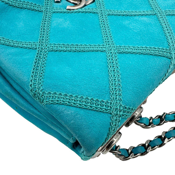 Chanel Diamond Stitch Flap Mini Quilted Leather Crossbody Bag Green