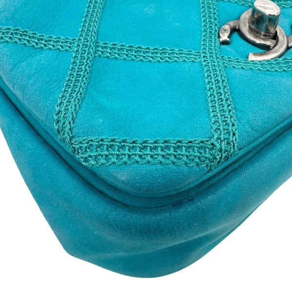 Chanel Diamond Stitch Flap Mini Quilted Leather Crossbody Bag Green