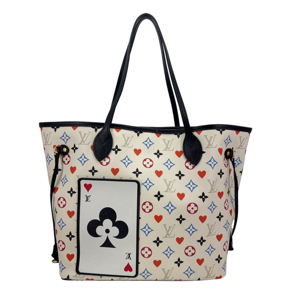LOUIS VUITTON Neverfull MM Game On Monogram Canvas Tote Bag White