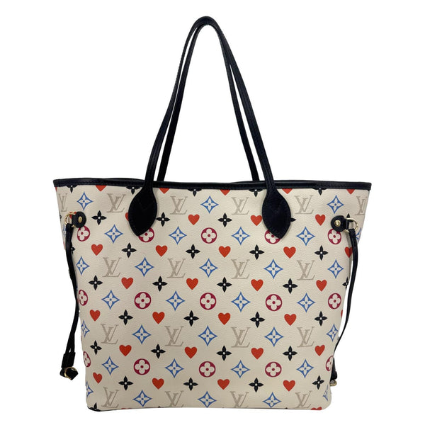 LOUIS VUITTON Neverfull MM Game On Monogram Canvas Tote Bag White