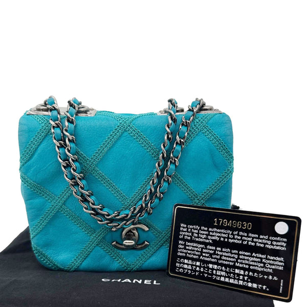 Chanel Diamond Stitch Flap Mini Quilted Leather Crossbody Bag Green