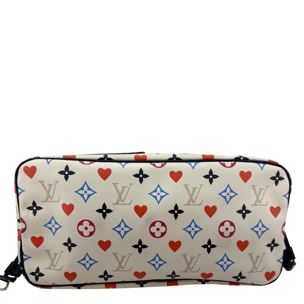 LOUIS VUITTON Neverfull MM Game On Monogram Canvas Tote Bag White