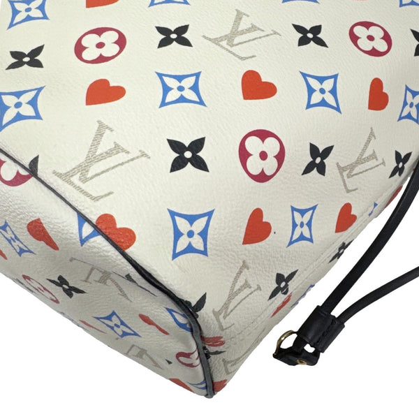 LOUIS VUITTON Neverfull MM Game On Monogram Canvas Tote Bag White