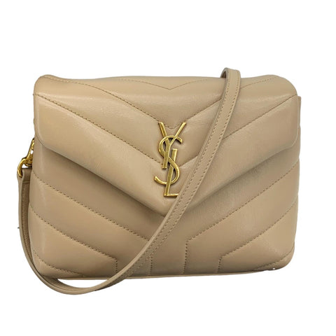 YVES SAINT LAURENT Loulou Toy Matelasse Leather Crossbody Bag Brown