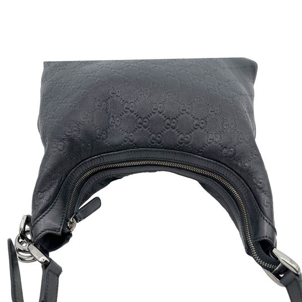 GUCCI GG Embossed Leather Hobo Bag Black 339553
