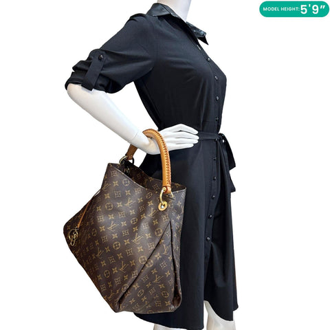 LOUIS VUITTON Artsy MM Monogram Canvas Hobo Bag Brown