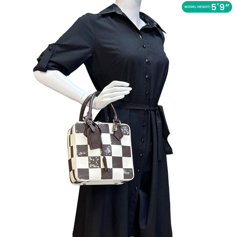 LOUIS VUITTON Runway Square Damier Cubic Sequin Tote Bag Brown