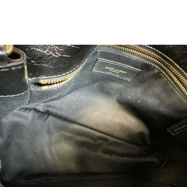 YVES SAINT LAURENT Niki Medium Crinkled Leather Shoulder Bag Black