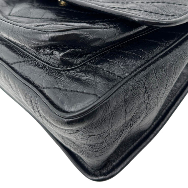 YVES SAINT LAURENT Niki Medium Crinkled Leather Shoulder Bag Black