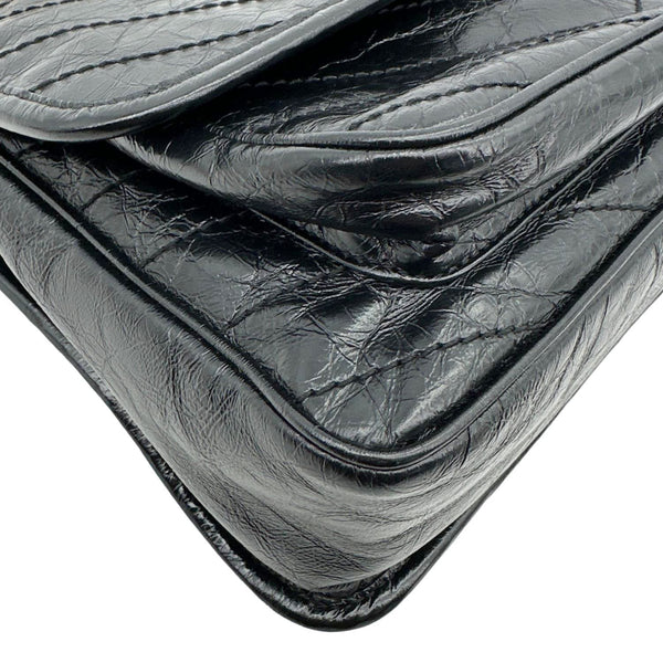 YVES SAINT LAURENT Niki Medium Crinkled Leather Shoulder Bag Black