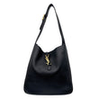 YVES SAINT LAURENT Le 5 a 7 Large Supple Calfskin Leather Soft Hobo Bag Black