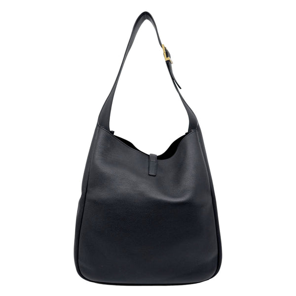 YVES SAINT LAURENT Le 5 a 7 Large Supple Calfskin Leather Soft Hobo Bag Black