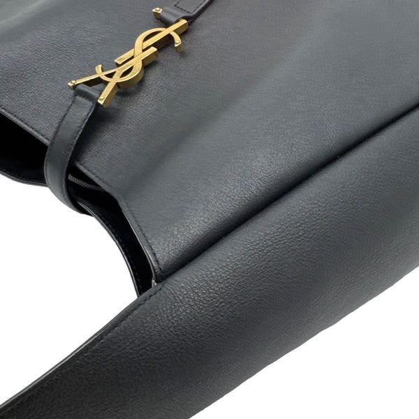 YVES SAINT LAURENT Le 5 a 7 Large Supple Calfskin Leather Soft Hobo Bag Black
