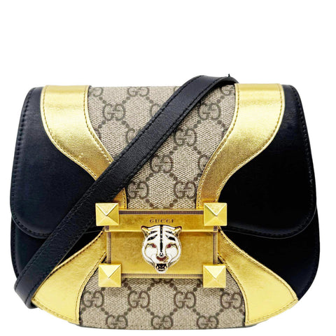 GUCCI Osiride Small GG Supreme Canvas Shoulder Bag Gold 500781