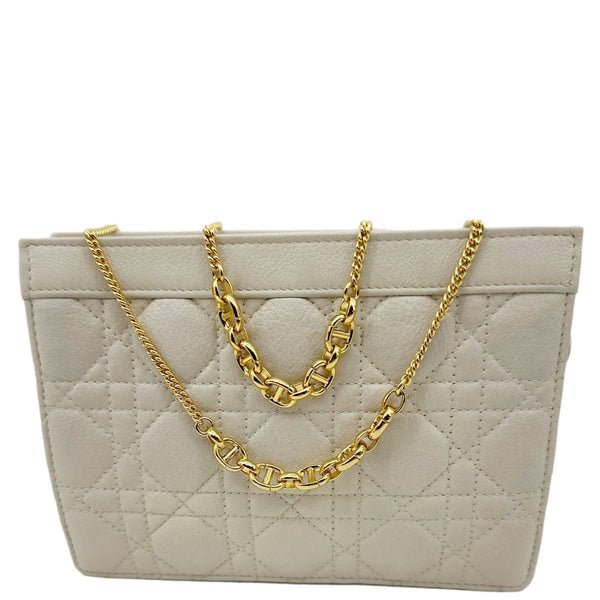 CHRISTIAN DIOR Caro Every Pouch Supple Cannage Leather Crossbody Bag Off White