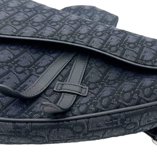 CHRISTIAN DIOR Saddle Oblique Jacquard Crossbody Bag Black