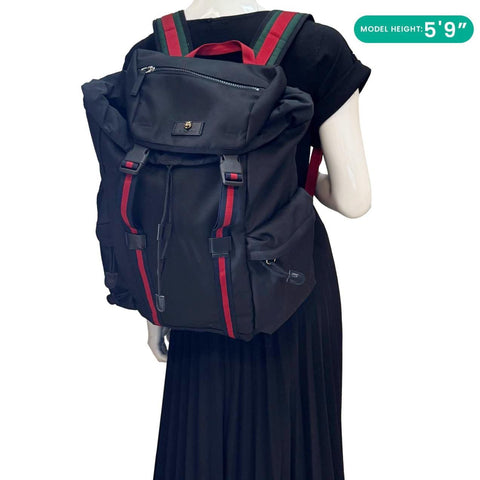 Gucci Techpack Black Techno Canvas Backpack - Model Carrying