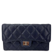 CHANEL Reissue Long Flap Quilted Caviar Leather Wallet Navy Blue