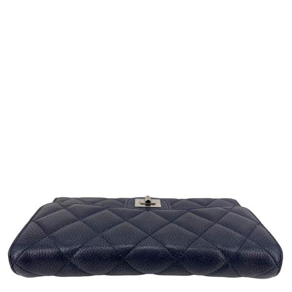CHANEL Reissue Long Flap Quilted Caviar Leather Wallet Navy Blue