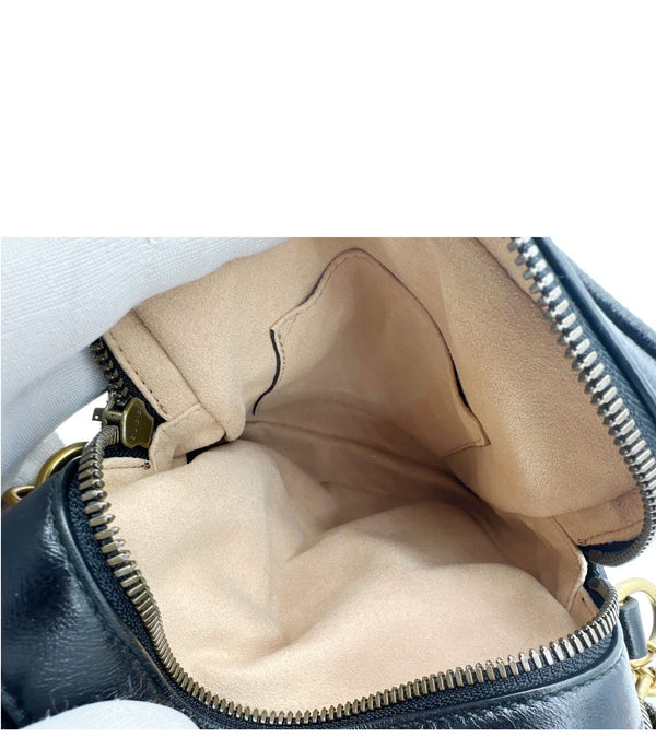 GUCCI GG Marmont Mini Diagonal Matelasse Calfskin Crossbody Bag Black 550155