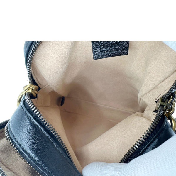 GUCCI GG Marmont Mini Diagonal Matelasse Calfskin Crossbody Bag Black 550155