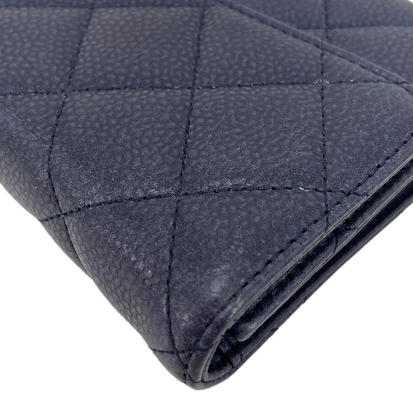 CHANEL Reissue Long Flap Quilted Caviar Leather Wallet Navy Blue
