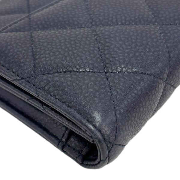 CHANEL Reissue Long Flap Quilted Caviar Leather Wallet Navy Blue
