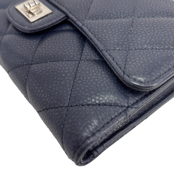 CHANEL Reissue Long Flap Quilted Caviar Leather Wallet Navy Blue