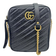 GUCCI GG Marmont Mini Diagonal Matelasse Calfskin Crossbody Bag Black 550155