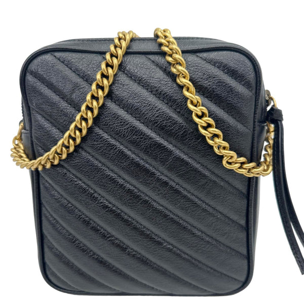 GUCCI GG Marmont Mini Diagonal Matelasse Calfskin Crossbody Bag Black 550155