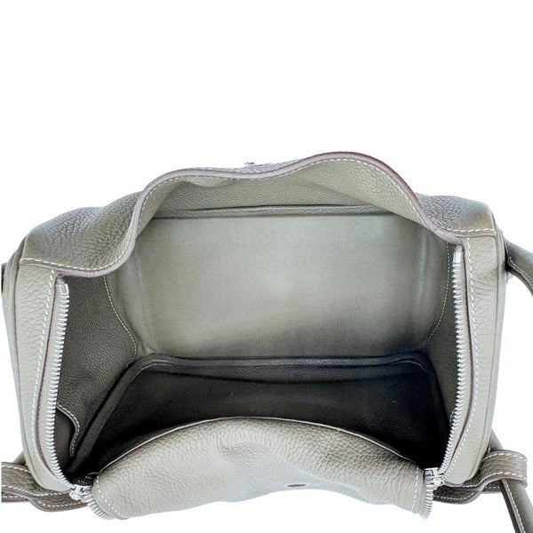 HERMES Lindy 30 Taurillon Clemence Leather Shoulder Bag Taupe