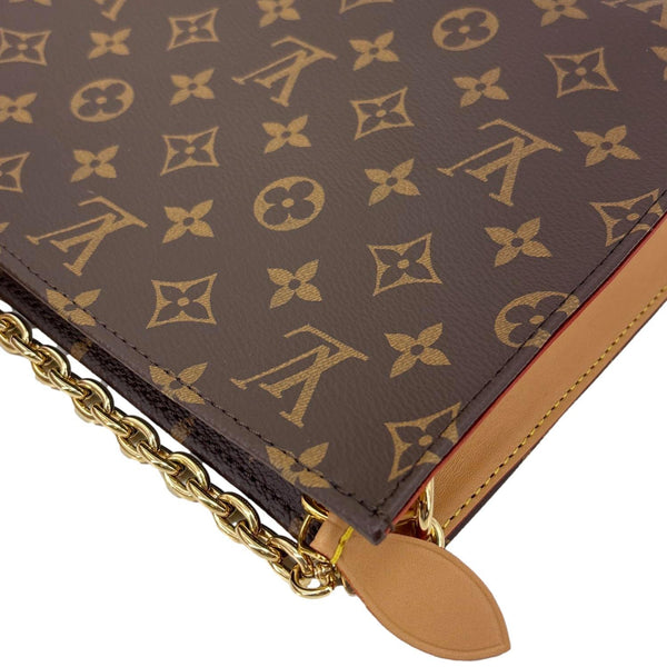 LOUIS VUITTON Toiletry Pouch On Chain Monogram Canvas Clutch Brown